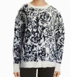 Adrianna Papell Fuzzy Black and White Sweater